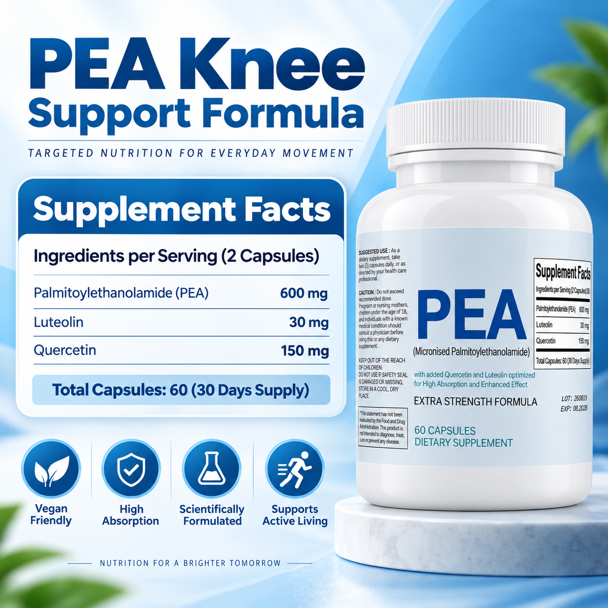 Arelora PEA formula and supplement facts